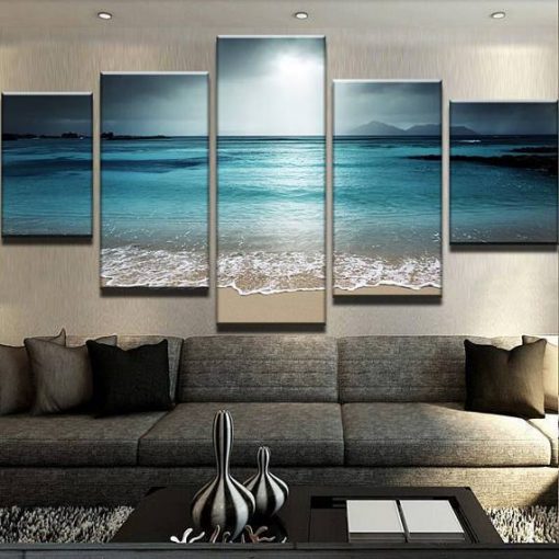 22697-NF Seascape Ocean Nature - 5 Panel Canvas Art Wall Decor