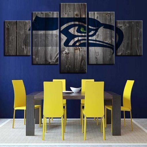 22488-NF Seattle Seahawks Football - 5 Panel Canvas Art Wall Decor
