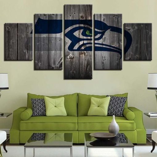 22488-NF Seattle Seahawks Football - 5 Panel Canvas Art Wall Decor