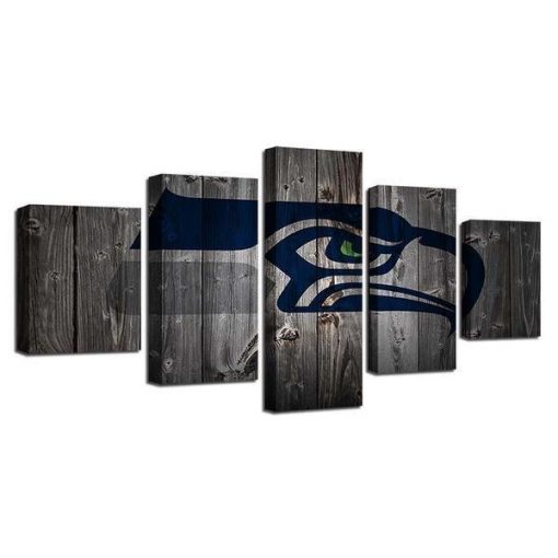 22488-NF Seattle Seahawks Football - 5 Panel Canvas Art Wall Decor