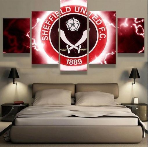 22695-NF Sheffield United Thunder Logo Soccer - 5 Panel Canvas Art Wall Decor