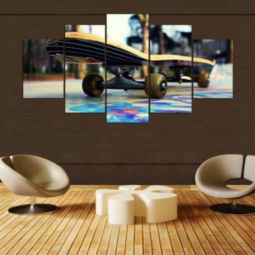 22916-NF Skateboard Venice Beach California Sport - 5 Panel Canvas Art Wall Decor