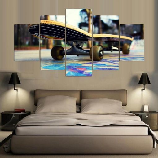 22916-NF Skateboard Venice Beach California Sport - 5 Panel Canvas Art Wall Decor