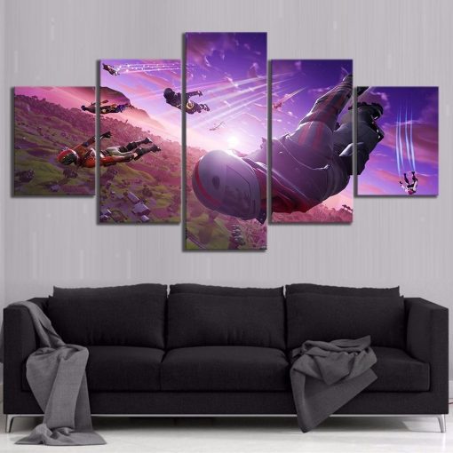 22570-NF Skydive Burnout Fortnite Gaming - 5 Panel Canvas Art Wall Decor