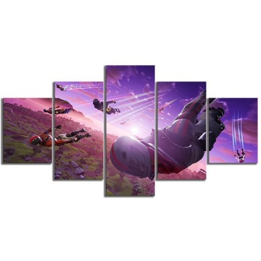 22570-NF Skydive Burnout Fortnite Gaming - 5 Panel Canvas Art Wall Decor