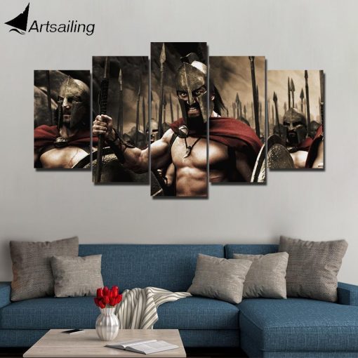 23311-NF Spartan Three Hundred Warriors Movie - 5 Panel Canvas Art Wall Decor