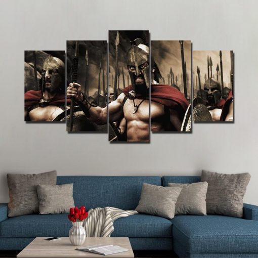 23311-NF Spartan Three Hundred Warriors Movie - 5 Panel Canvas Art Wall Decor