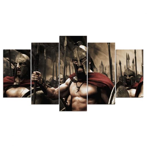 23311-NF Spartan Three Hundred Warriors Movie - 5 Panel Canvas Art Wall Decor