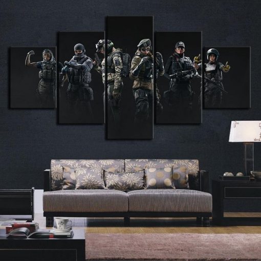 23307-NF Squad 2 Tom Clancy’s Rainbow Six Siege Gaming - 5 Panel Canvas Art Wall Decor