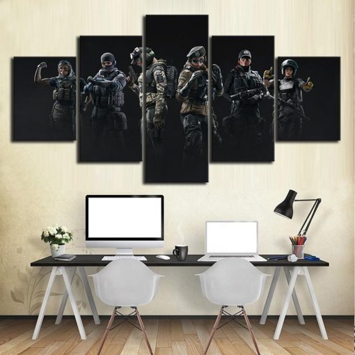 23307-NF Squad 2 Tom Clancy’s Rainbow Six Siege Gaming - 5 Panel Canvas Art Wall Decor