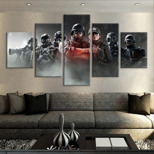 22569-NF Squad Tom Clancy’s Rainbow Six Siege Gaming - 5 Panel Canvas Art Wall Decor