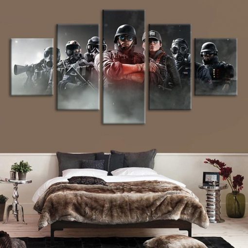 22569-NF Squad Tom Clancy’s Rainbow Six Siege Gaming - 5 Panel Canvas Art Wall Decor