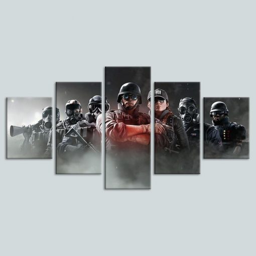 22569-NF Squad Tom Clancy’s Rainbow Six Siege Gaming - 5 Panel Canvas Art Wall Decor