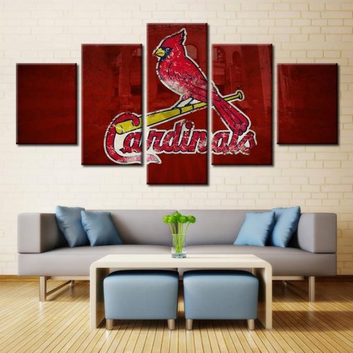 22311-NF St. Louis Cardinals Logo Baseball - 5 Panel Canvas Art Wall Decor
