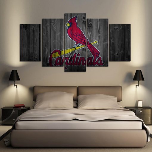 22372-NF St Louis Cardinals Logo Poster 2 Baseball - 5 Panel Canvas Art Wall Decor