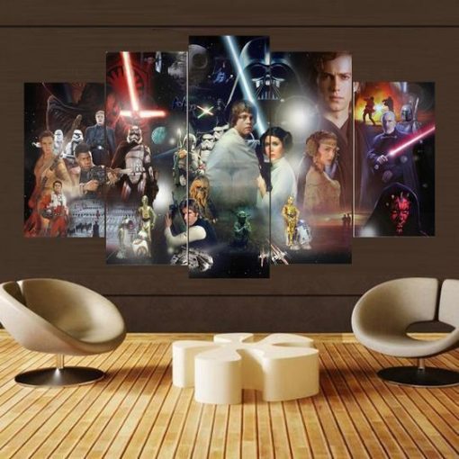 22258-NF Star Wars Character Collage Movie - 5 Panel Canvas Art Wall Decor