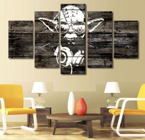 23301-NF Star Wars Dj Yoda Movie - 5 Panel Canvas Art Wall Decor