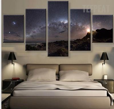23294-NF Stars Of The Milky Way Galaxy – Space Universe - 5 Panel Canvas Art Wall Decor