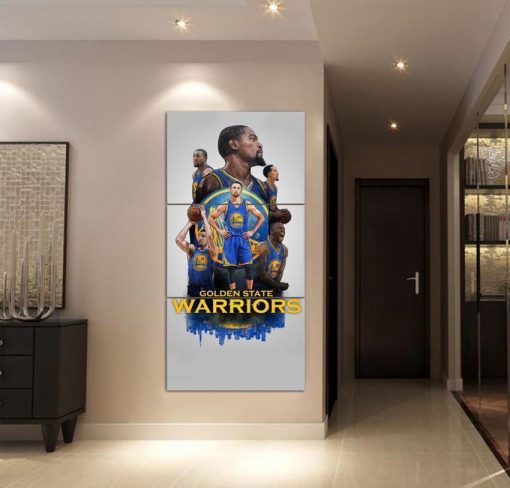 22486-NF Stephen Curry & The Golden State Warriors NBA Basketball - 5 Panel Canvas Art Wall Decor