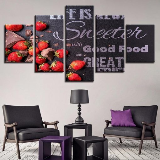 23286-NF Strawberry Kitchen - 5 Panel Canvas Art Wall Decor