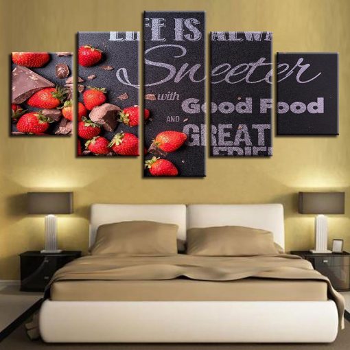 23286-NF Strawberry Kitchen - 5 Panel Canvas Art Wall Decor