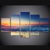 23289-NF Sunset Beach Ocean Landscape Nature - 5 Panel Canvas Art Wall Decor