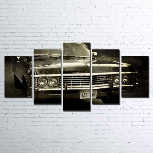 23282-NF Supernatural Chevy Car & Motor - 5 Panel Canvas Art Wall Decor