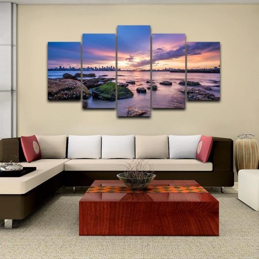 23276-NF Sydney Harbour Australia Nature - 5 Panel Canvas Art Wall Decor