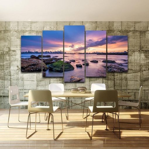 23276-NF Sydney Harbour Australia Nature - 5 Panel Canvas Art Wall Decor