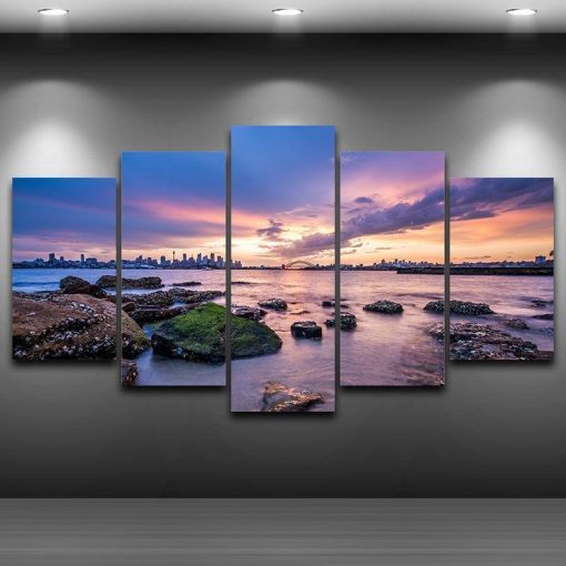 23276-NF Sydney Harbour Australia Nature - 5 Panel Canvas Art Wall Decor