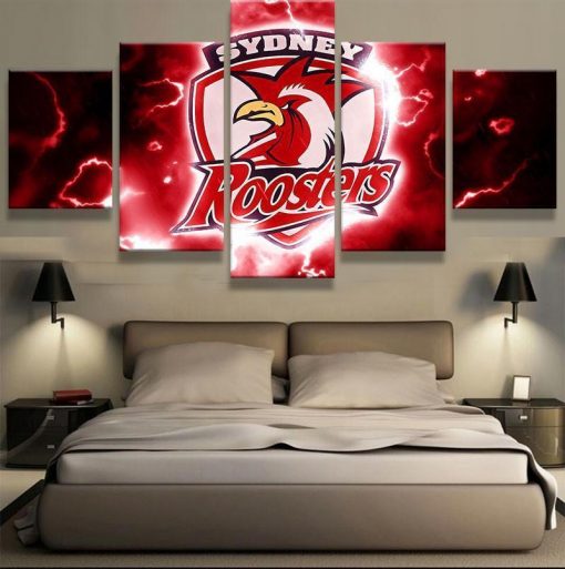 22898-NF Sydney Roosters NRL Football - 5 Panel Canvas Art Wall Decor