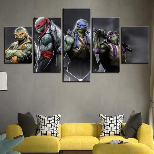 23273-NF Teenage Mutant Ninja Turtle Cartoon - 5 Panel Canvas Art Wall Decor