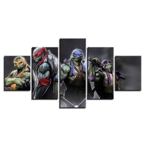 23273-NF Teenage Mutant Ninja Turtle Cartoon - 5 Panel Canvas Art Wall Decor