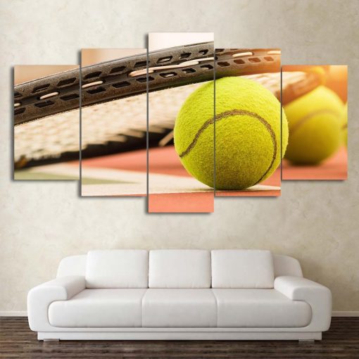 22685-NF Tennis Racket Sport - 5 Panel Canvas Art Wall Decor