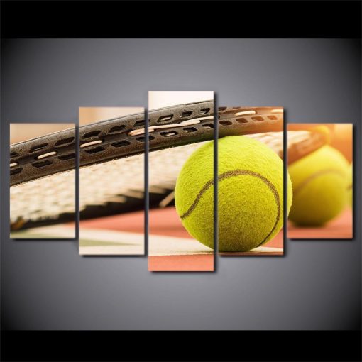 22685-NF Tennis Racket Sport - 5 Panel Canvas Art Wall Decor