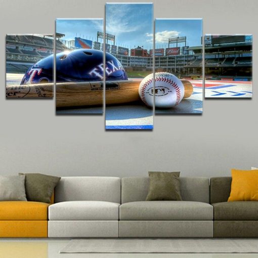 23272-NF Texas Rangers Items Baseball - 5 Panel Canvas Art Wall Decor