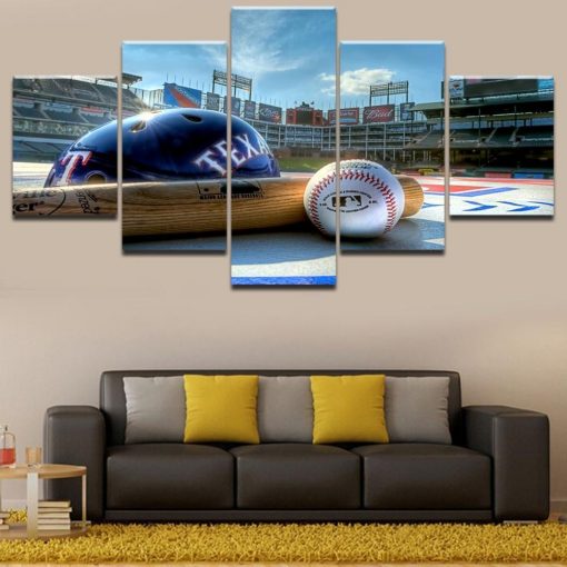 23272-NF Texas Rangers Items Baseball - 5 Panel Canvas Art Wall Decor