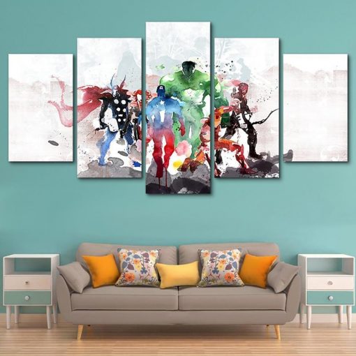 22895-NF The Avengers Characters Picture Movie - 5 Panel Canvas Art Wall Decor