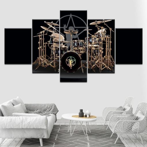 22242-NF The Drums Of Neil Peart Music - 5 Panel Canvas Art Wall Decor