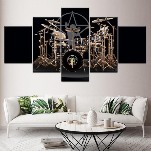 22242-NF The Drums Of Neil Peart Music - 5 Panel Canvas Art Wall Decor