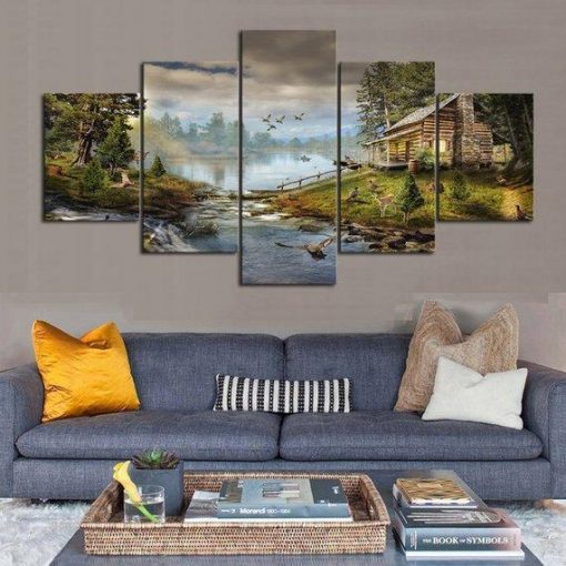 23268-NF The Hunting Cabin Nature - 5 Panel Canvas Art Wall Decor