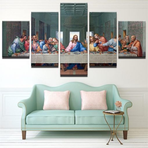 23267-NF The Last Dinner Religion - 5 Panel Canvas Art Wall Decor