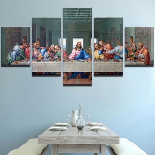 23267-NF The Last Dinner Religion - 5 Panel Canvas Art Wall Decor