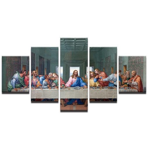 23267-NF The Last Dinner Religion - 5 Panel Canvas Art Wall Decor