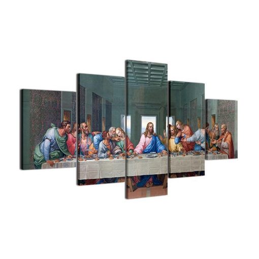 23267-NF The Last Dinner Religion - 5 Panel Canvas Art Wall Decor