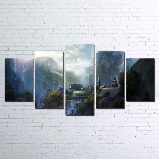 23265-NF The Lord Of The Rings Castle Movie - 5 Panel Canvas Art Wall Decor