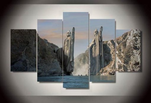 22889-NF The Lord Of The Rings The Argonath Gates Movie - 5 Panel Canvas Art Wall Decor