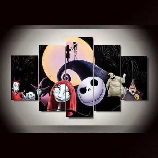 22679-NF The Nightmare Before Christmas Jack Skellington 02 Cartoon - 5 Panel Canvas Art Wall Decor