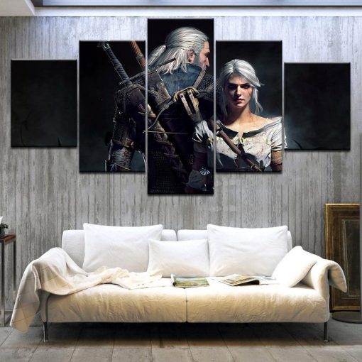 22883-NF The Witcher 3 Geralt And Ciri Poster Gaming - 5 Panel Canvas Art Wall Decor