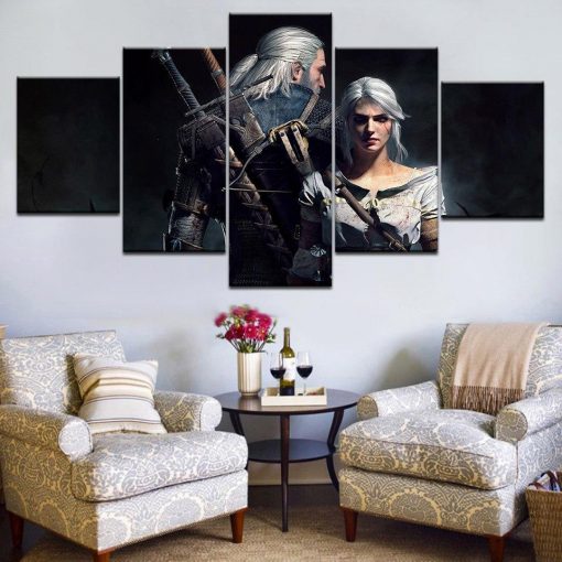 22883-NF The Witcher 3 Geralt And Ciri Poster Gaming - 5 Panel Canvas Art Wall Decor